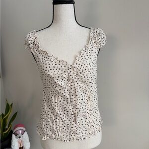 Brandy Melville Cream and Black flower Blouse